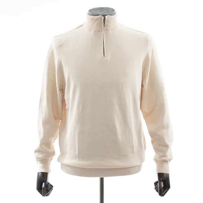 Beige Quarter-Zip Mockneck Sweatshirt