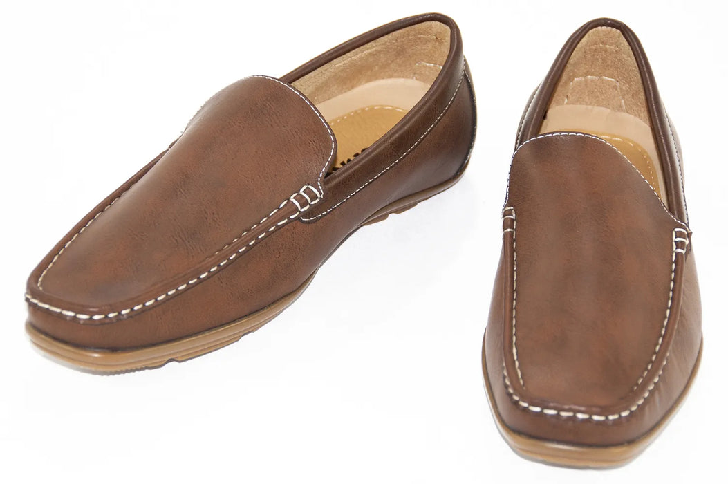 Brown Leather Driver Loafers