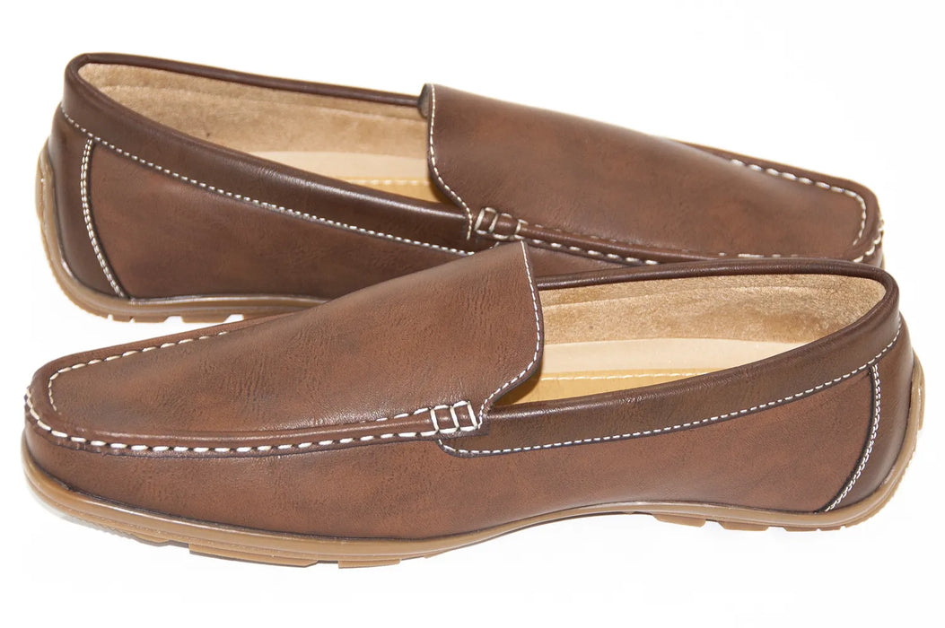 Brown Leather Driver Loafers