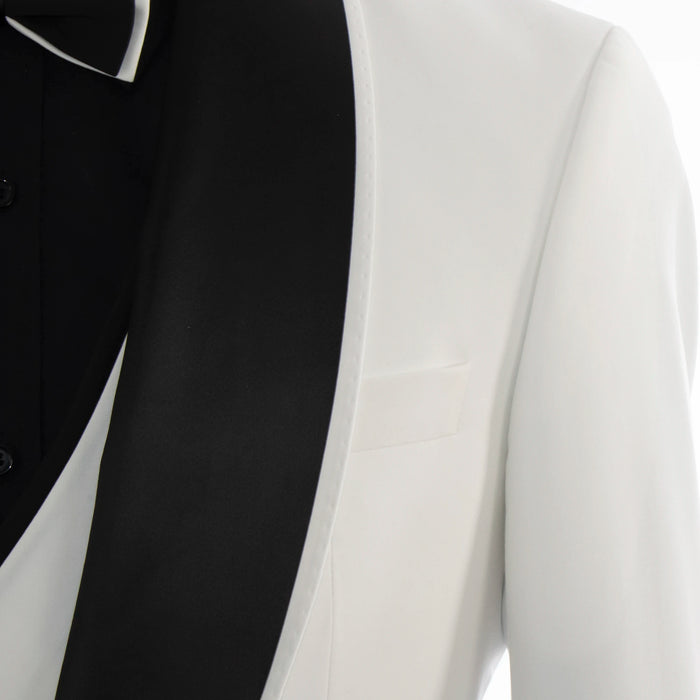 Off White 3-Piece Slim-Fit Tuxedo With Shawl Lapels