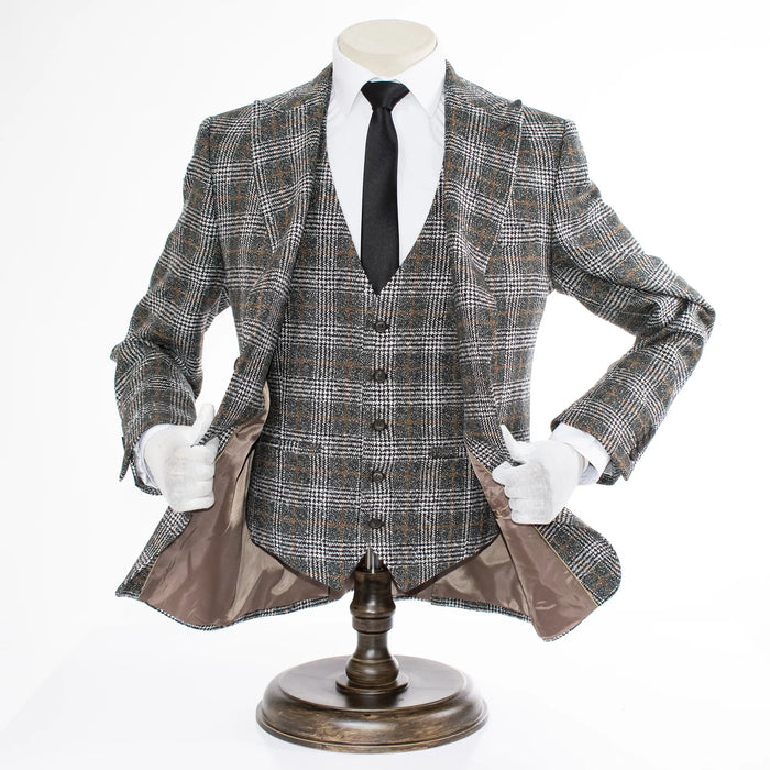 Hunter Green Plaid 3-Piece Tailored-Fit Wool Suit