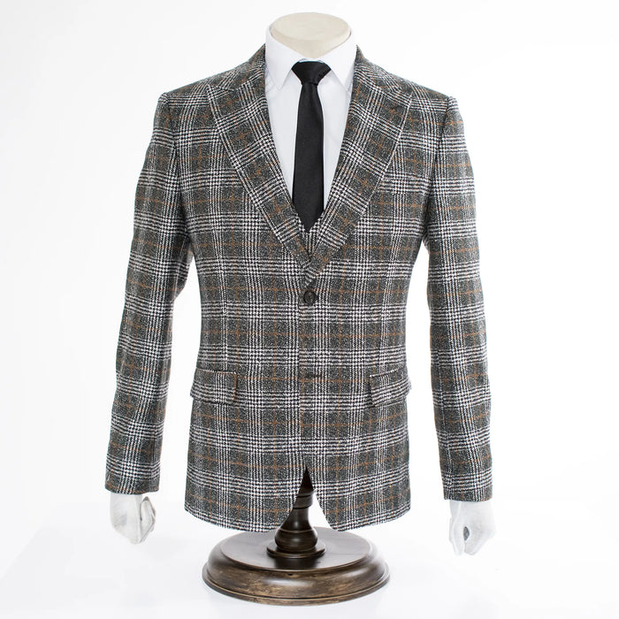 Hunter Green Plaid 3-Piece Tailored-Fit Wool Suit