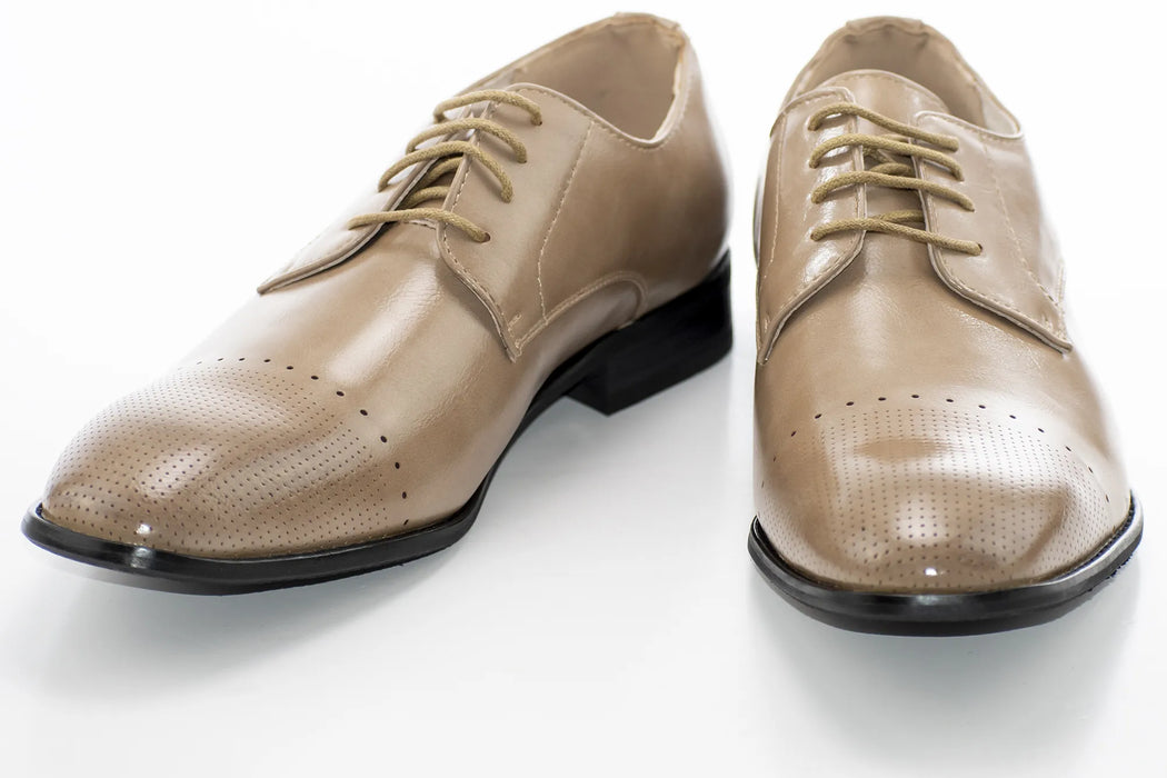 Sand Leather Perforated Derby Lace-Up