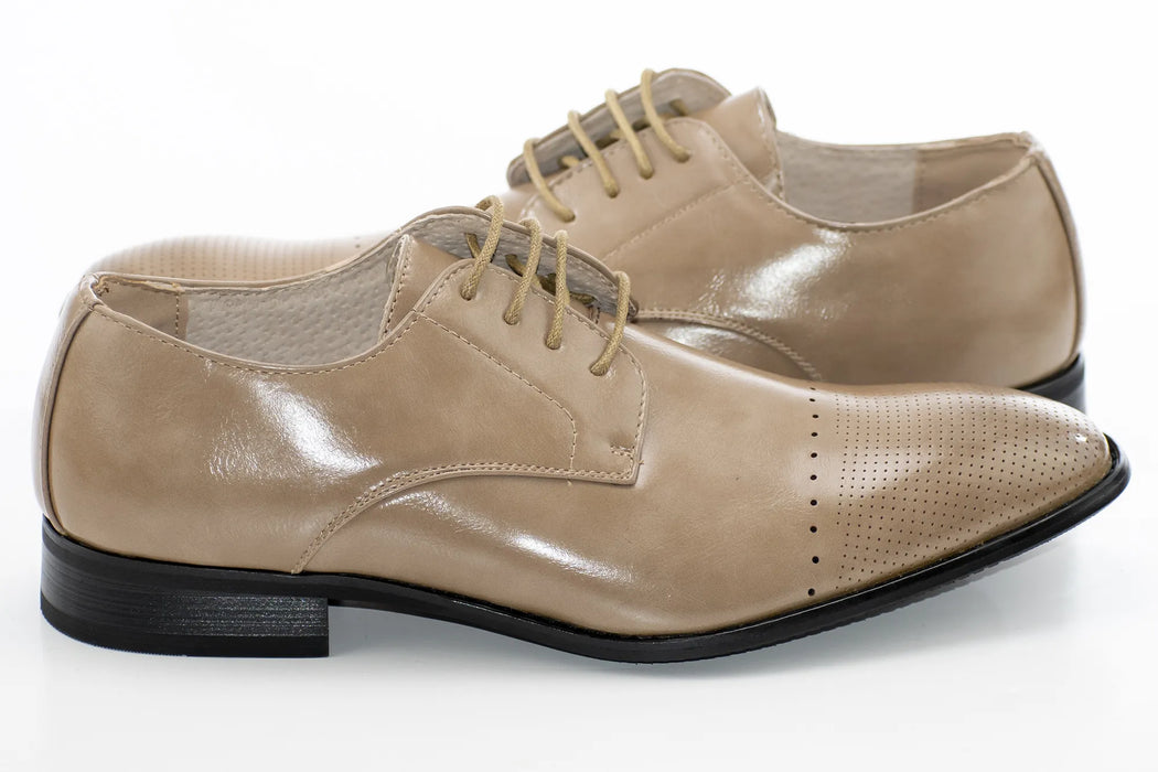 Sand Leather Perforated Derby Lace-Up