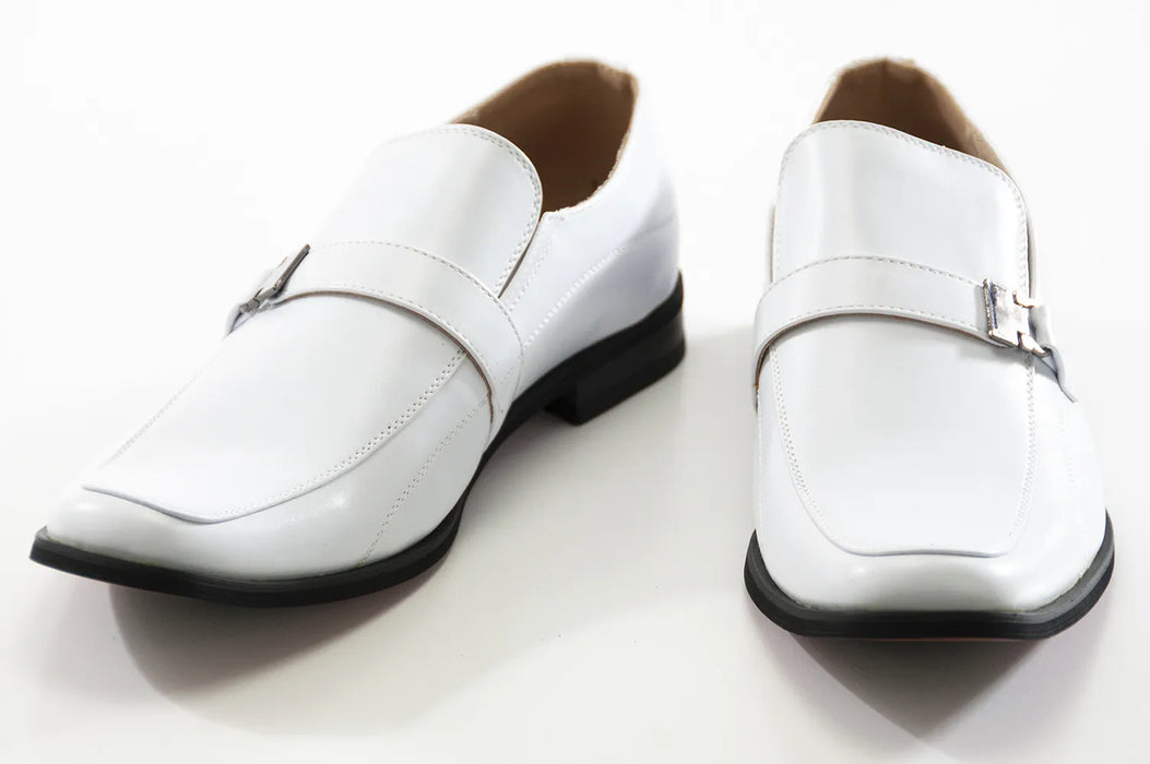 White Leather Dress Loafer with Strap