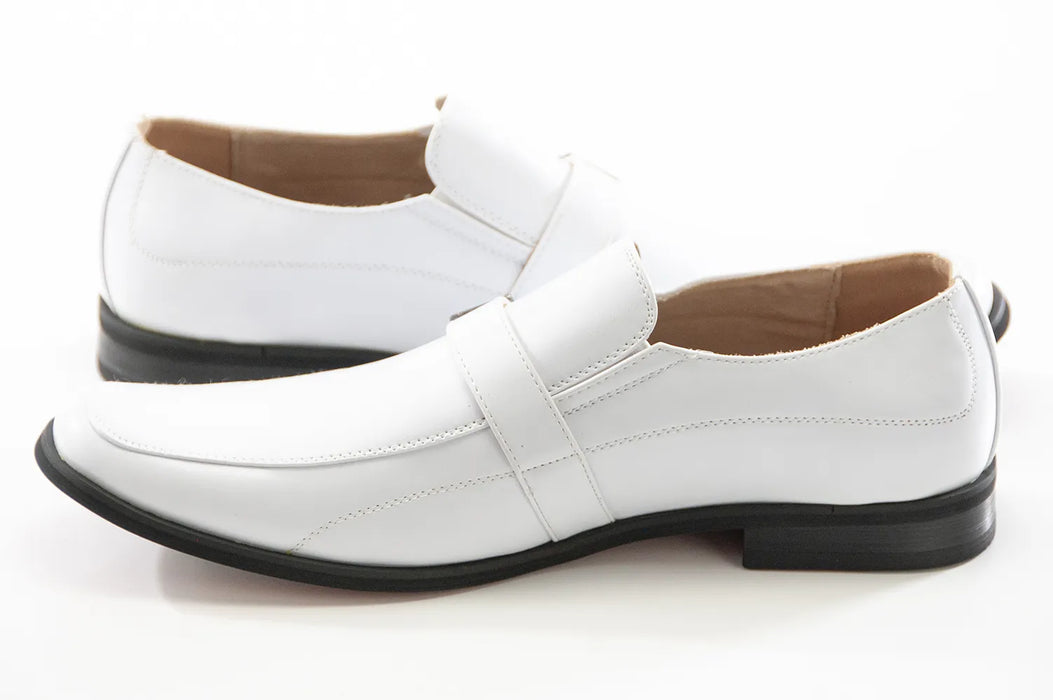 White Leather Dress Loafer with Strap