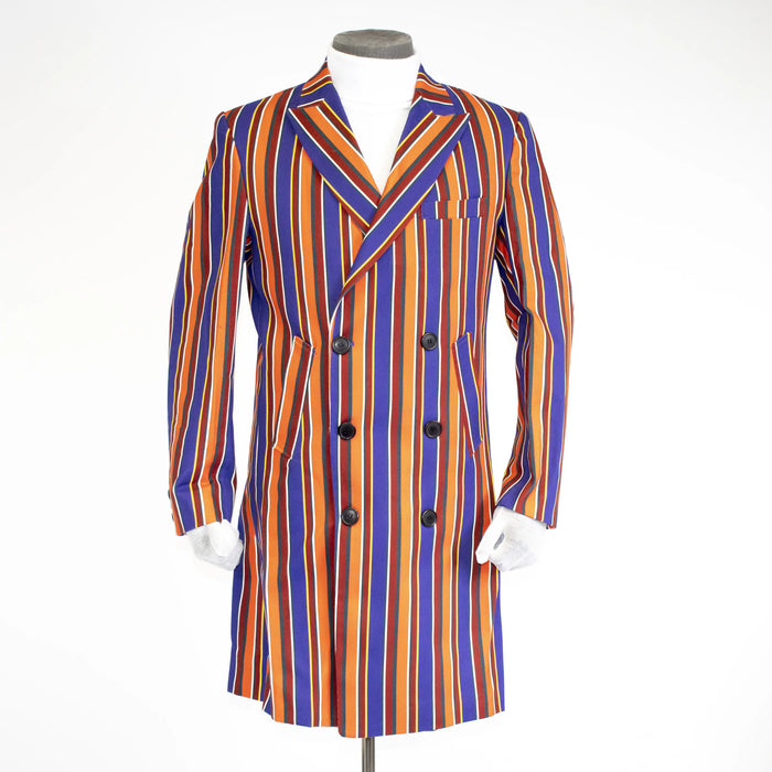Striped Multicolored Slim-Fit Overcoat