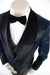 Men's Blue Metallic Slim-Fit Tuxedo Shawl Lapel