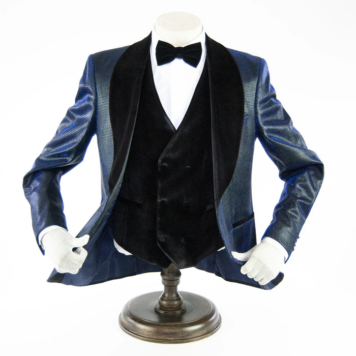 Men's Blue Metallic Slim-Fit Tuxedo Vest