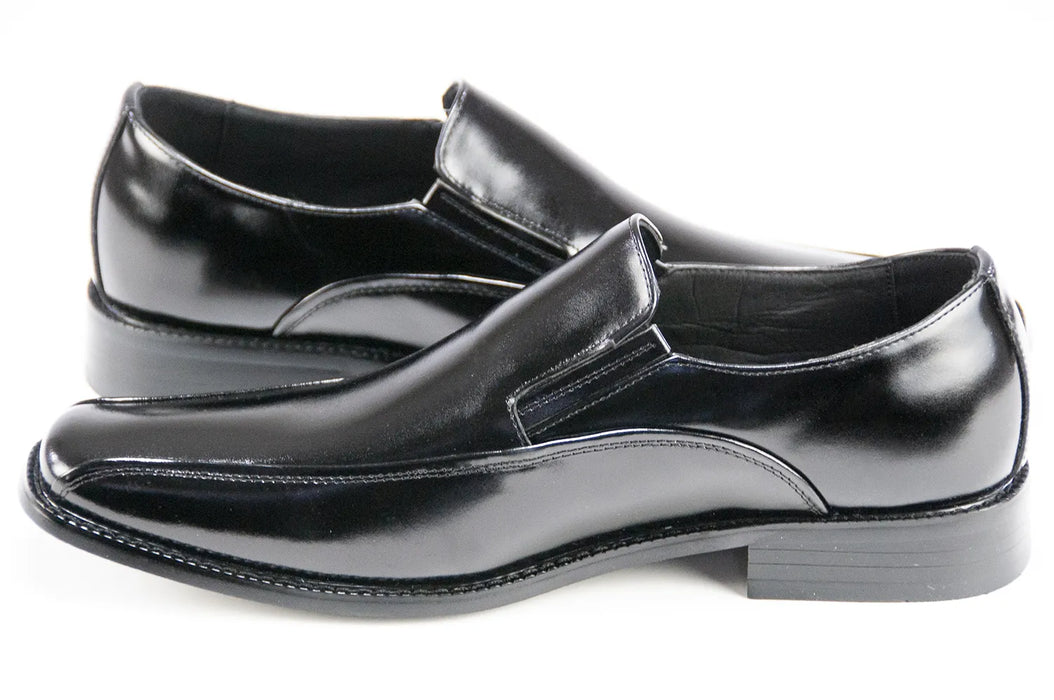 Black Leather Slip-On Dress Loafers