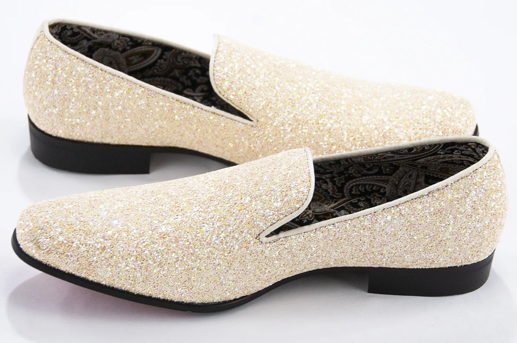 Men's Cream Glittered Dress Shoe