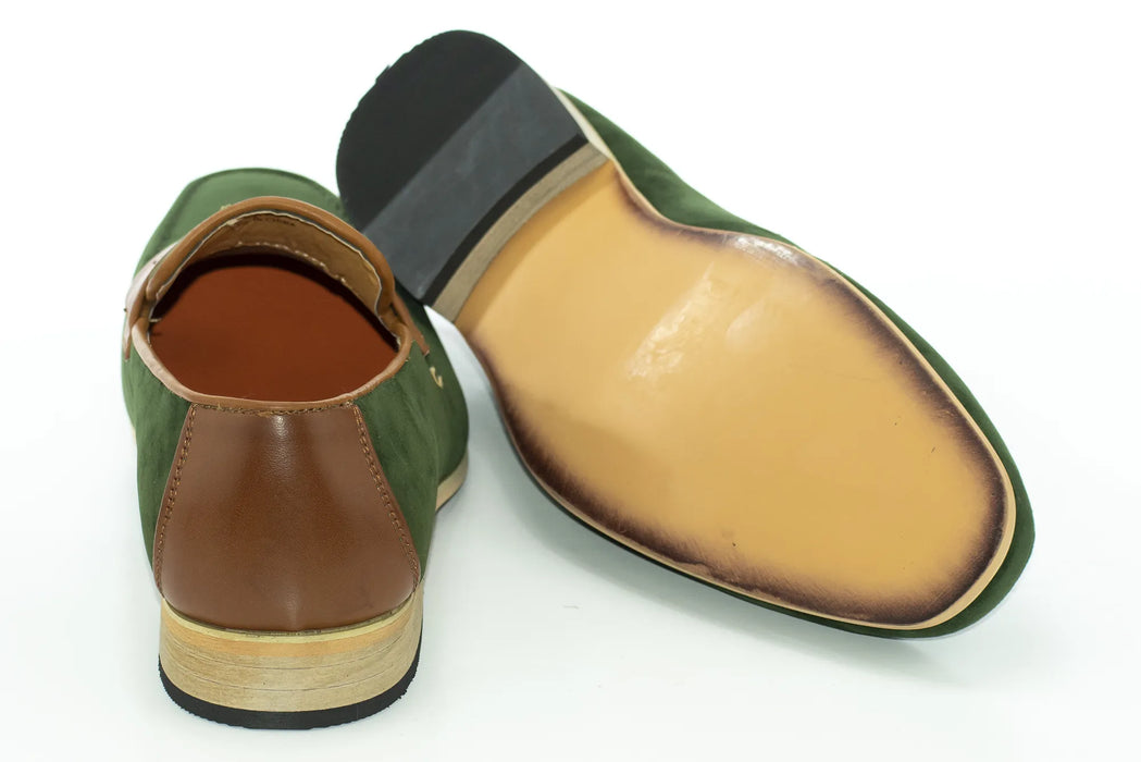 Olive Suede Leather Penny Loafers