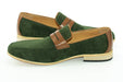 Olive Suede Leather Penny Loafers