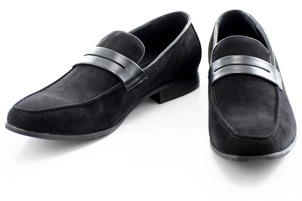 Black Suede Leather Penny Loafers