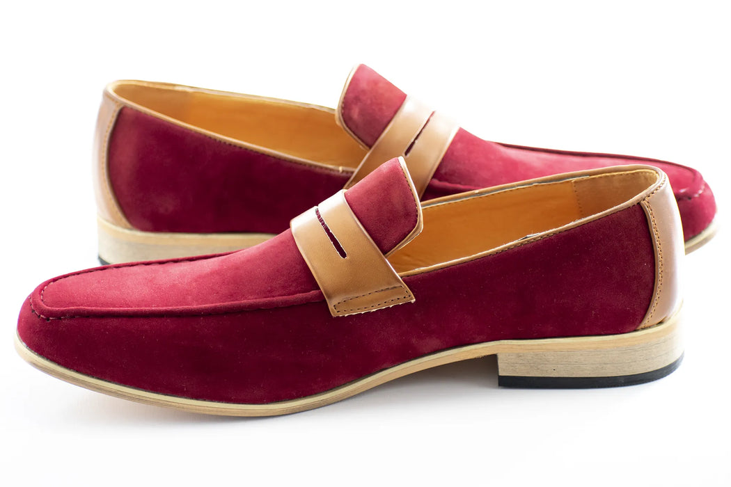 Burgundy Suede Leather Penny Loafers