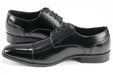 Men's Black Leather Cap-Toe Derby Lace Dress Shoe - Quarter, Heel