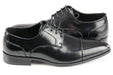 Men's Black Leather Cap-Toe Derby Lace Dress Shoe - Quarter, Heel