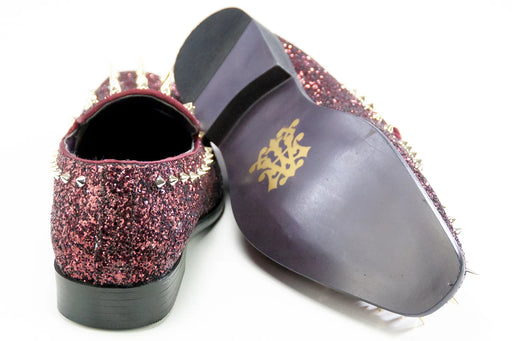 Burgundy Spiked Glitter Smoking Loafer Sole