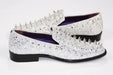 Silver Spiked Glitter Smoking Loafer Side