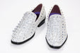 Silver Spiked Glitter Smoking Loafer Front Upper And Outsole