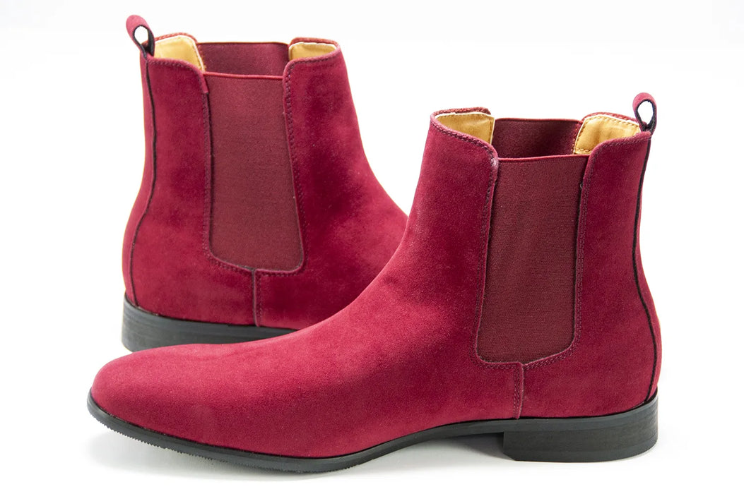 Men's Burgundy Suede Leather Chelsea Boot Dress Shoe
