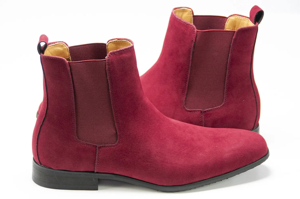 Men's Burgundy Suede Leather Chelsea Boot Dress Shoe