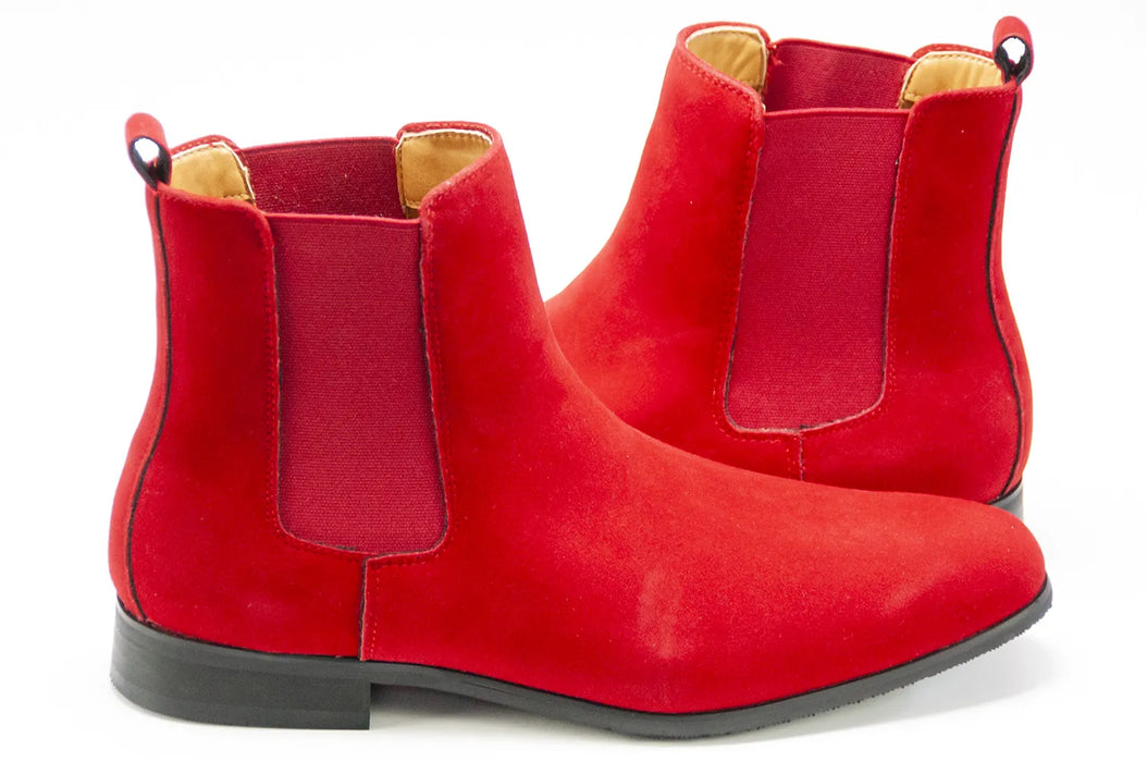 Men's Red Suede Leather Chelsea Boot Dress Shoe