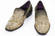 Men's Black And Gold Spiked Dress Loafer Outsole And Upper