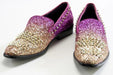 Men's Fuchsia Purple And Gold Spiked Dress Loafer Outsole And Upper
