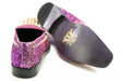 Men's Fuchsia Purple And Gold Spiked Dress Loafer Rear And Sole