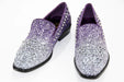 Men's Silver And Purple Spiked Dress Loafer Outsole And Upper