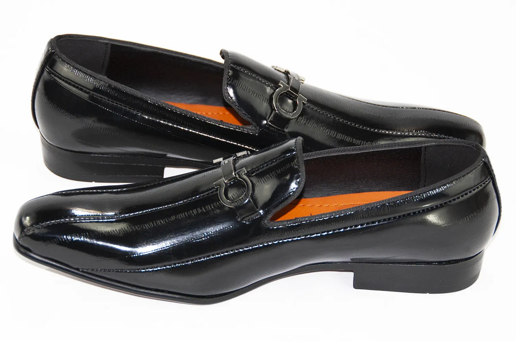 Black Leather Horsebit Dress Loafer