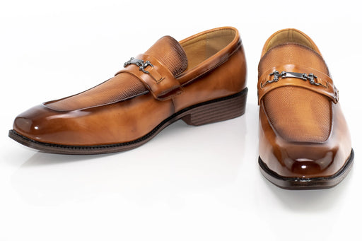 Men's Tan PU Leather Bit-Loafer Dress Shoe