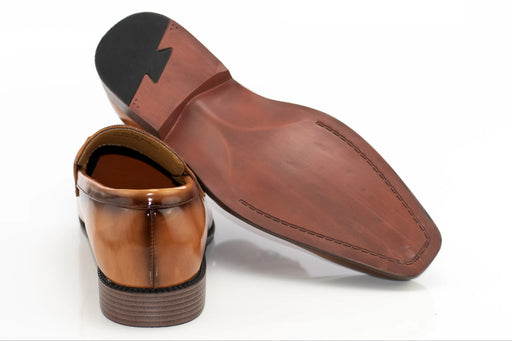 Men's Tan PU Leather Bit-Loafer Dress Shoe