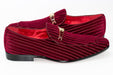Men's Burgundy Striped Velvet Loafer - Heel, Quarter