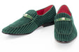 Green Striped Velvet Loafer - Vamp, Toe, Outsole
