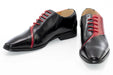 Men's Black And Red Leather Open-Lace Dress Shoes
