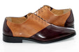 Men's Burgundy And Tan Leather Open-Lace Dress Shoes