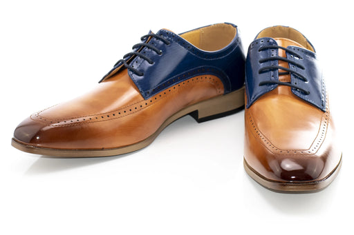 Men's Brown And Blue Apron-Toe Derby Dress Shoe