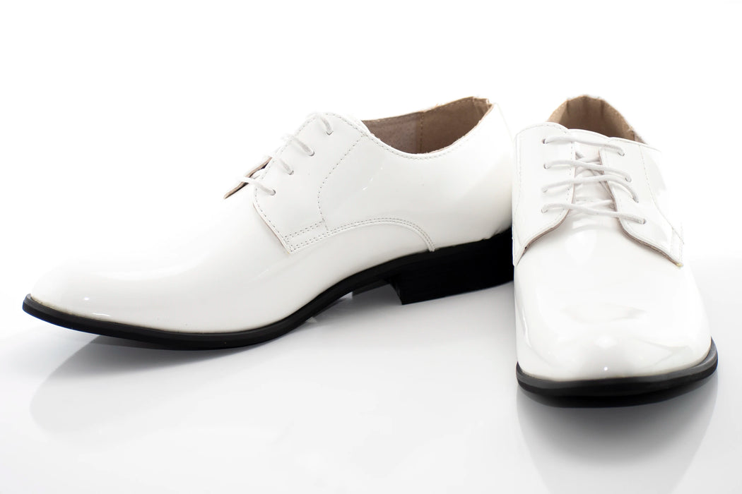 White Patent Leather Derby Lace-Ups