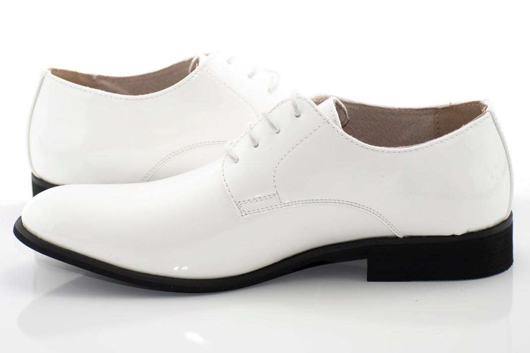 White Patent Leather Derby Lace-Ups