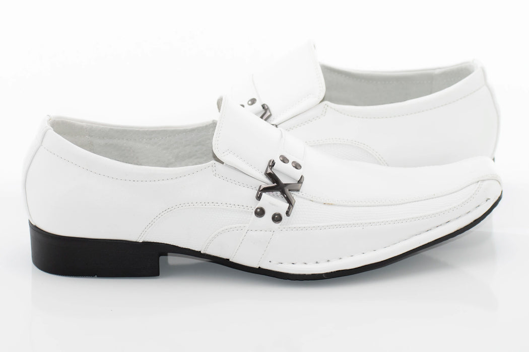 White Leather Dress Square-Toe Loafer