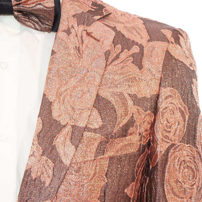Dusty Rose Floral 2-Piece Suit With Notch Lapels