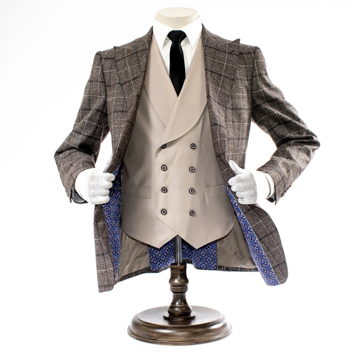 Chocolate Argyle Plaid 3-Piece Tailored-Fit Suit