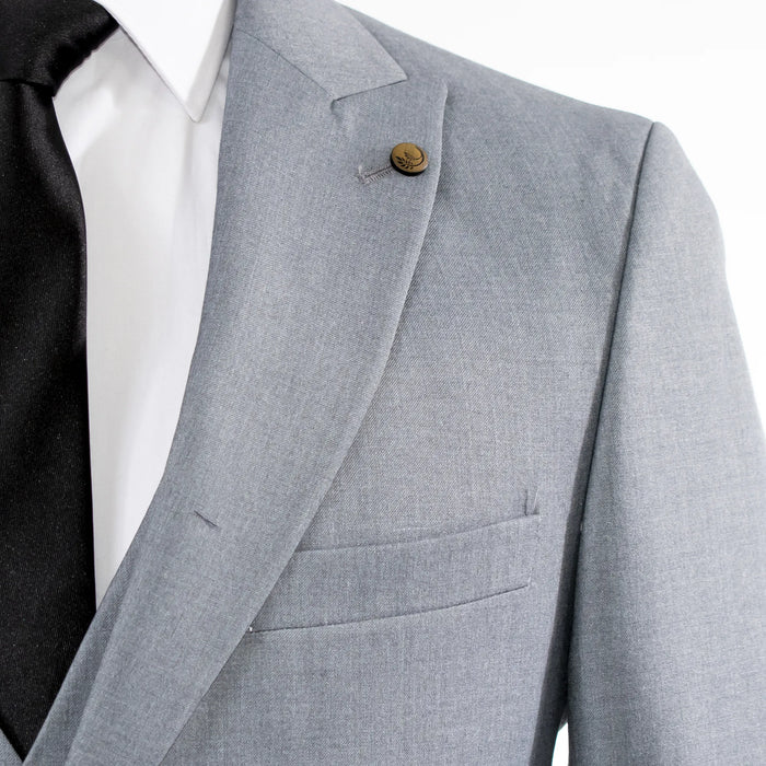 Men's Gray 3-Piece Suit With Double-Breasted Vest