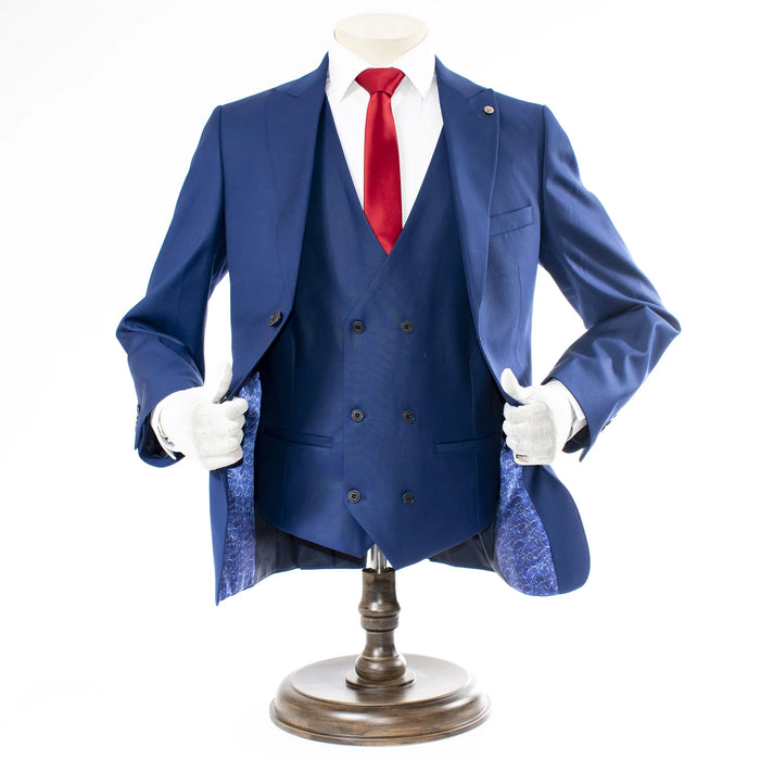 Men's Ink Blue 3-Piece Suit With Double-Breasted Vest