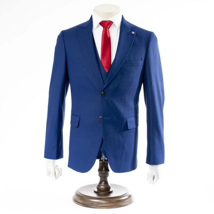 Men's Ink Blue 3-Piece Suit With Double-Breasted Vest