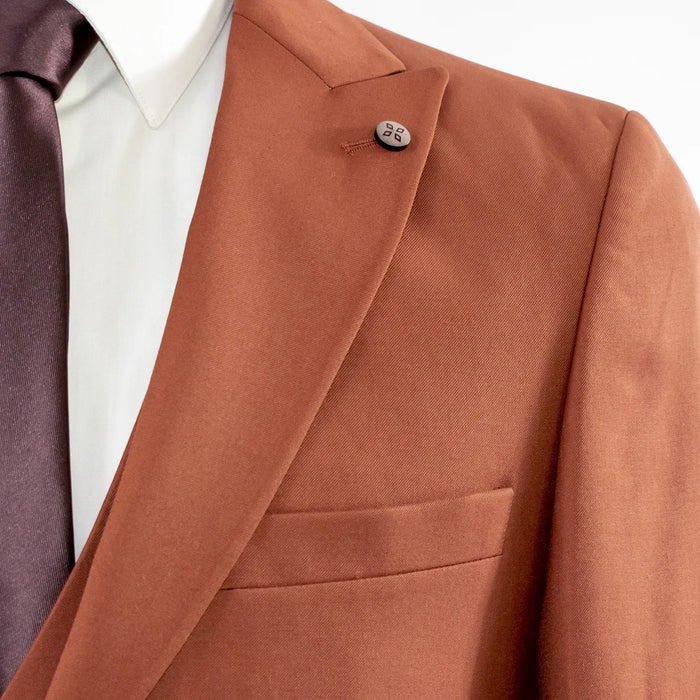 Men's Rust Brown 3-Piece Suit With Double-Breasted Vest