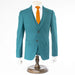 Men's Teal Green 3-Piece Suit With Double-Breasted Vest
