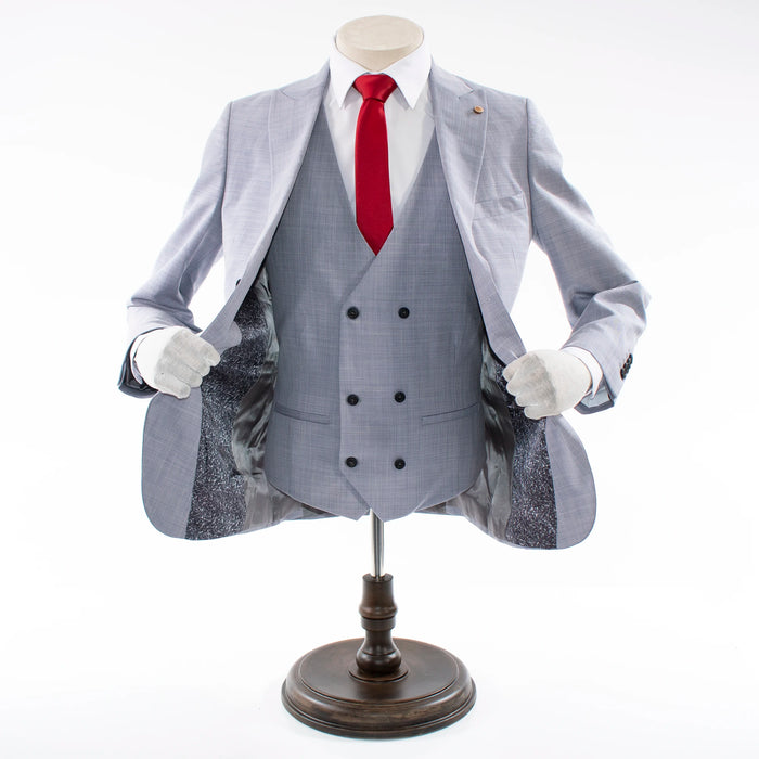 Ash Gray Twill 3-Piece Tailored-Fit Suit